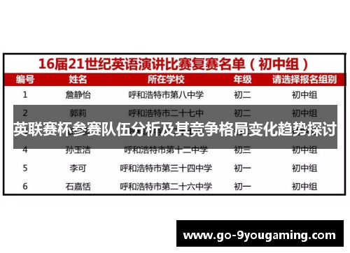 英联赛杯参赛队伍分析及其竞争格局变化趋势探讨 英联赛杯参赛队伍分析及其竞争格局变化趋势探讨